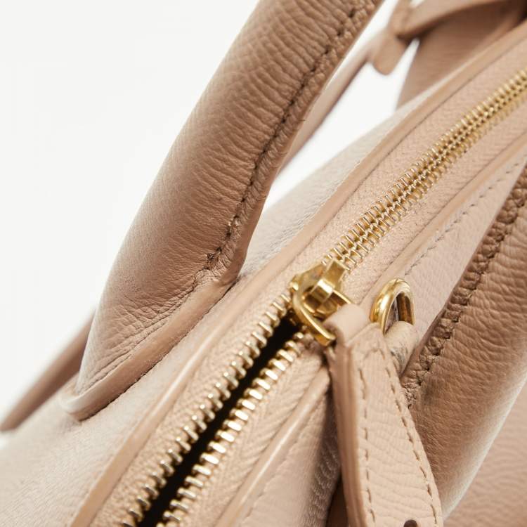 Pre Owned Balenciaga Beige Leather Small Ville Logo Satchel