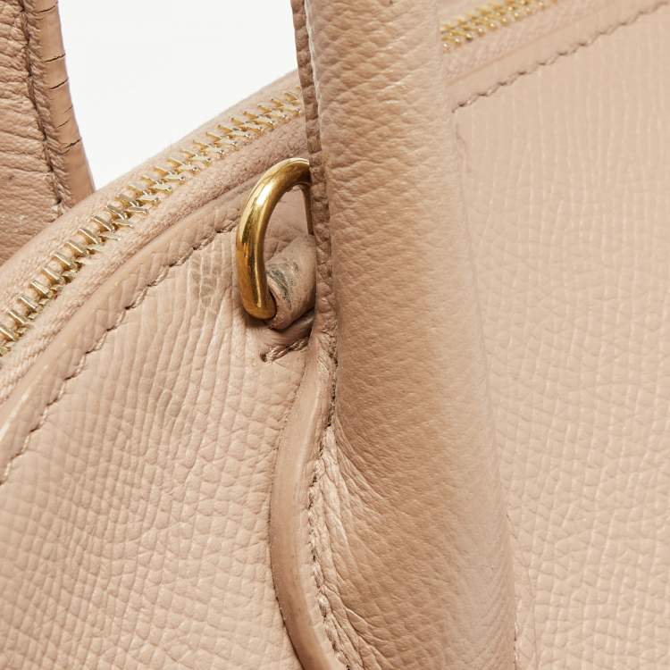 Pre Owned Balenciaga Beige Leather Small Ville Logo Satchel