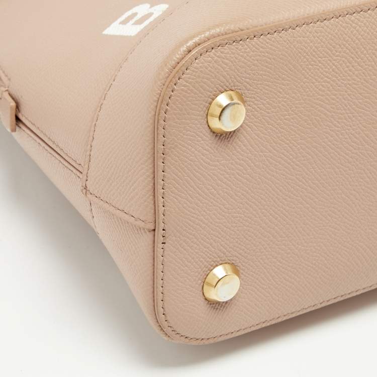 Pre Owned Balenciaga Beige Leather Small Ville Logo Satchel