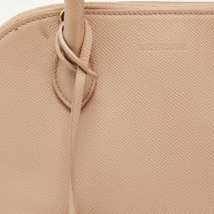 Pre Owned Balenciaga Beige Leather Small Ville Logo Satchel