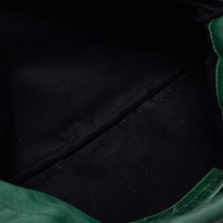 Pre Owned Balenciaga Green Leather GGH Envelope Clutch