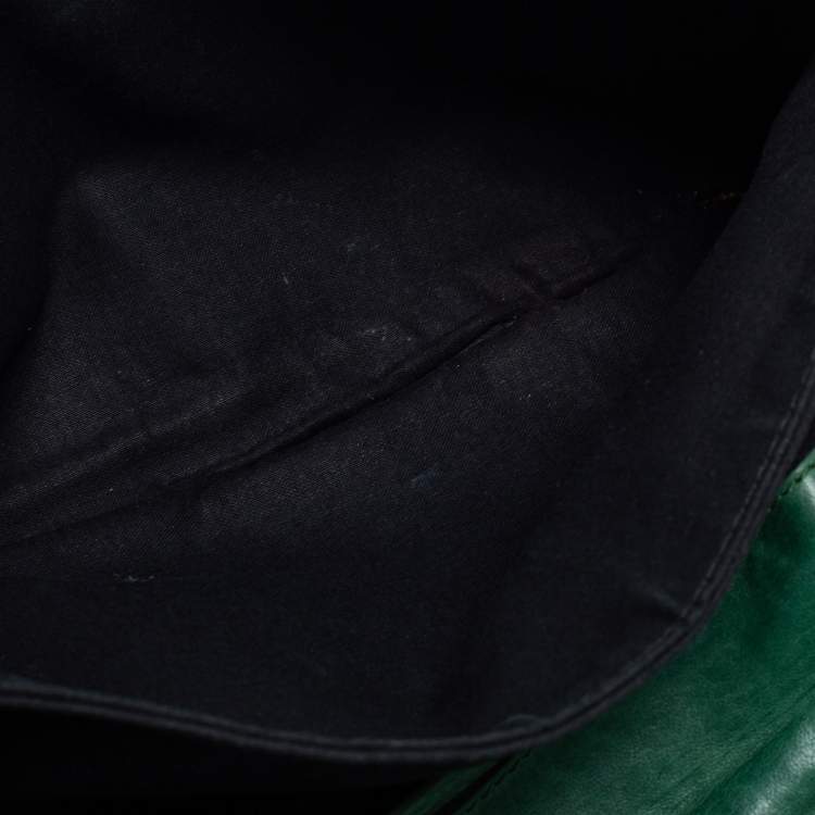 Pre Owned Balenciaga Green Leather GGH Envelope Clutch