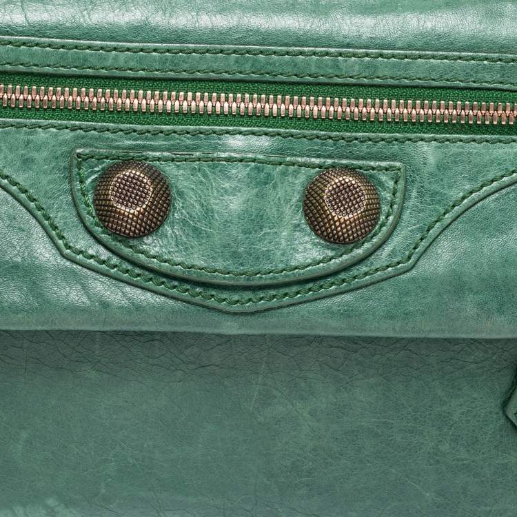 Pre Owned Balenciaga Green Leather GGH Envelope Clutch