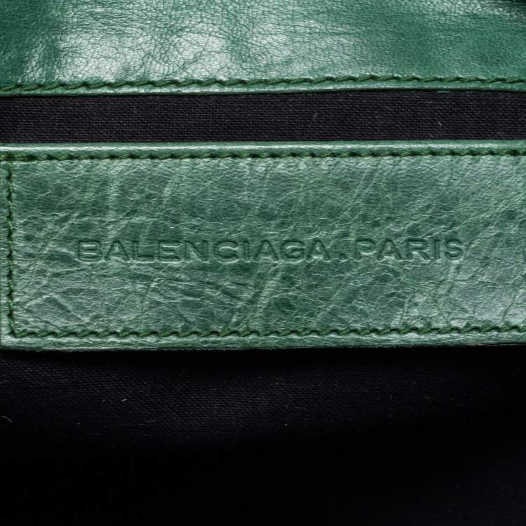 Pre Owned Balenciaga Green Leather GGH Envelope Clutch