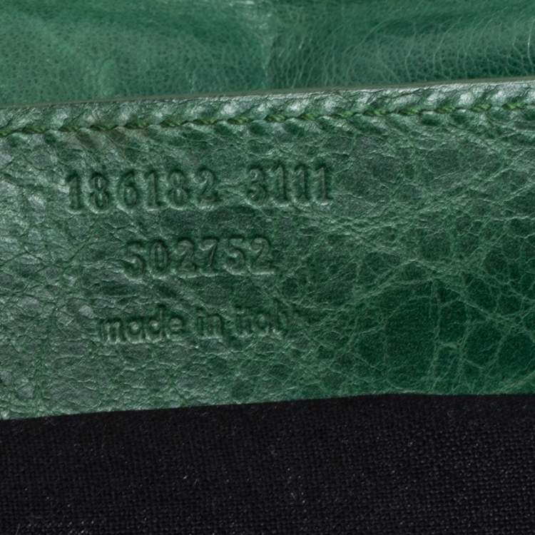 Pre Owned Balenciaga Green Leather GGH Envelope Clutch