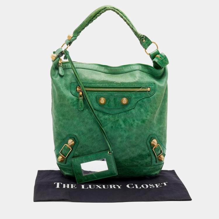 مملوكة مسبقًا Balenciaga Green Leather Arena GGH Giant 21 Classic Day Bag