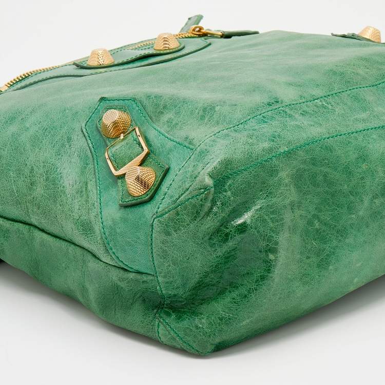 مملوكة مسبقًا Balenciaga Green Leather Arena GGH Giant 21 Classic Day Bag
