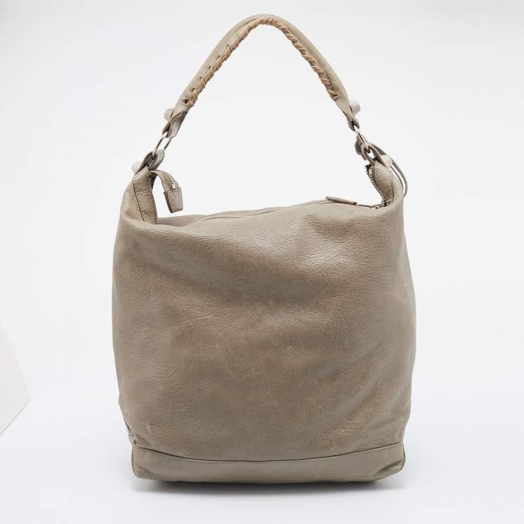 Pre Owned Balenciaga Grey Leather Giant 21 Silver Day Hobo