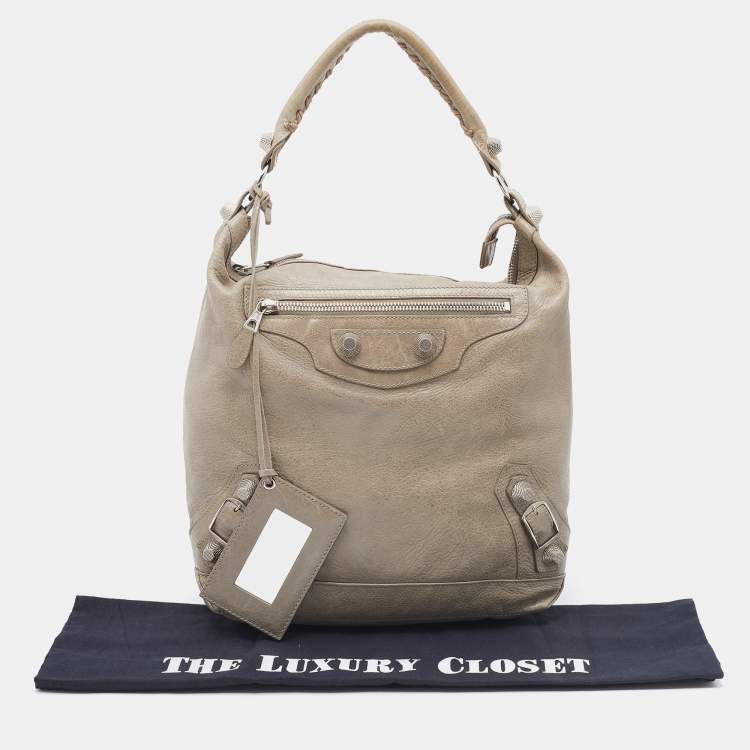 Pre Owned Balenciaga Grey Leather Giant 21 Silver Day Hobo