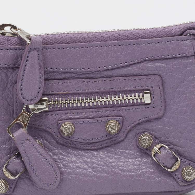 Pre Owned Balenciaga Lilac Leather Classic Porte Monnaie Zippy Coin Purse