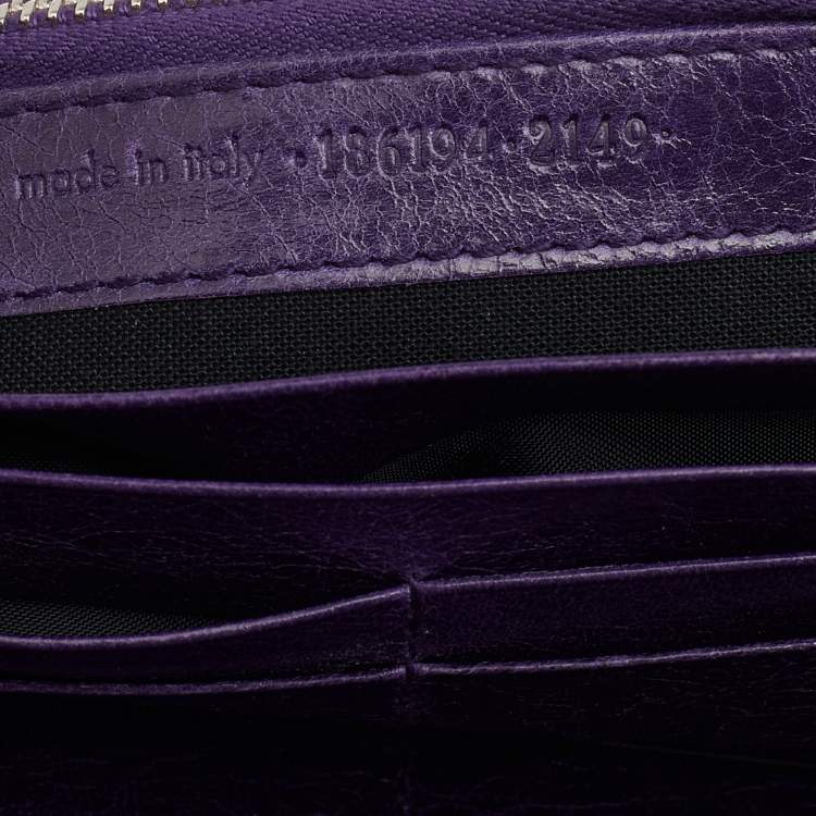Pre Owned Balenciaga Raisin Leather Giant 12 Silver Money Wallet