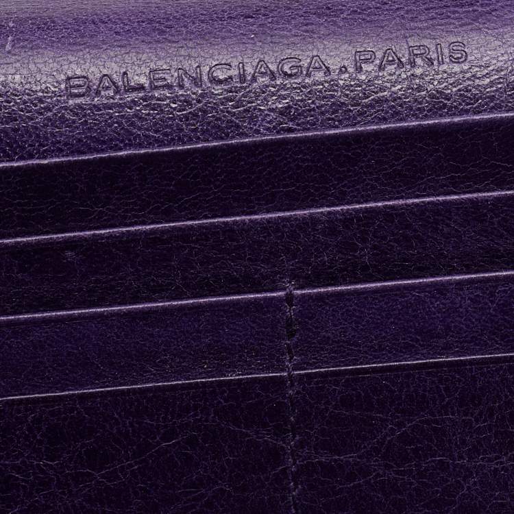 Pre Owned Balenciaga Raisin Leather Giant 12 Silver Money Wallet