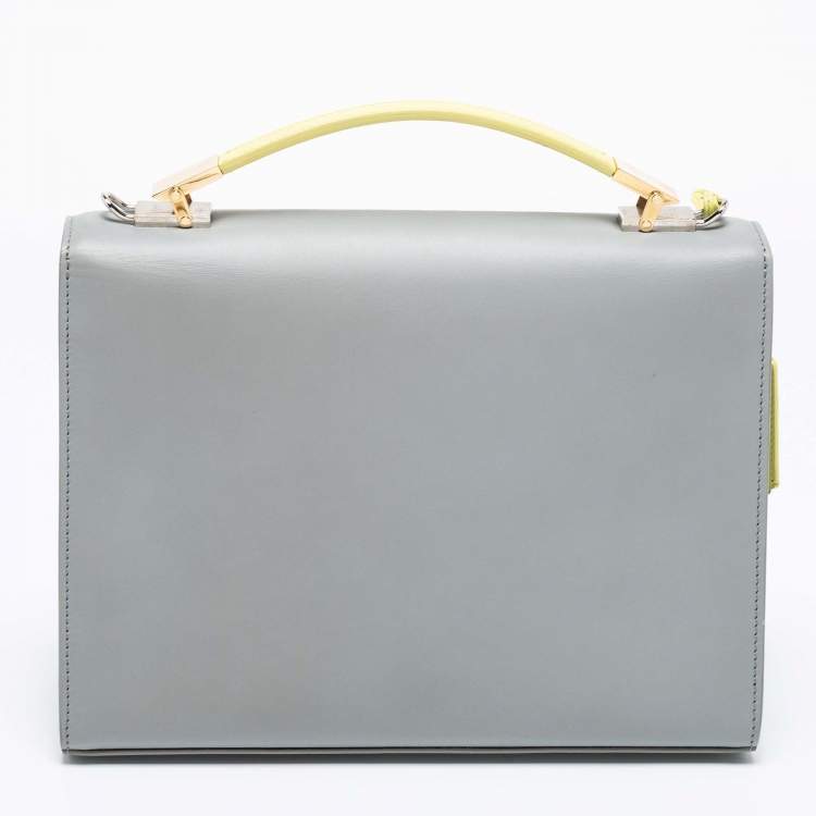 Pre Owned Balenciaga Tri Color Leather and Python Le Dix Cartable Top Handle Bag