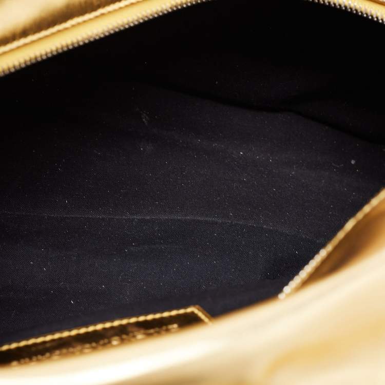 Pre Owned Balenciaga Metallic Gold Leather PM Bowling Bag
