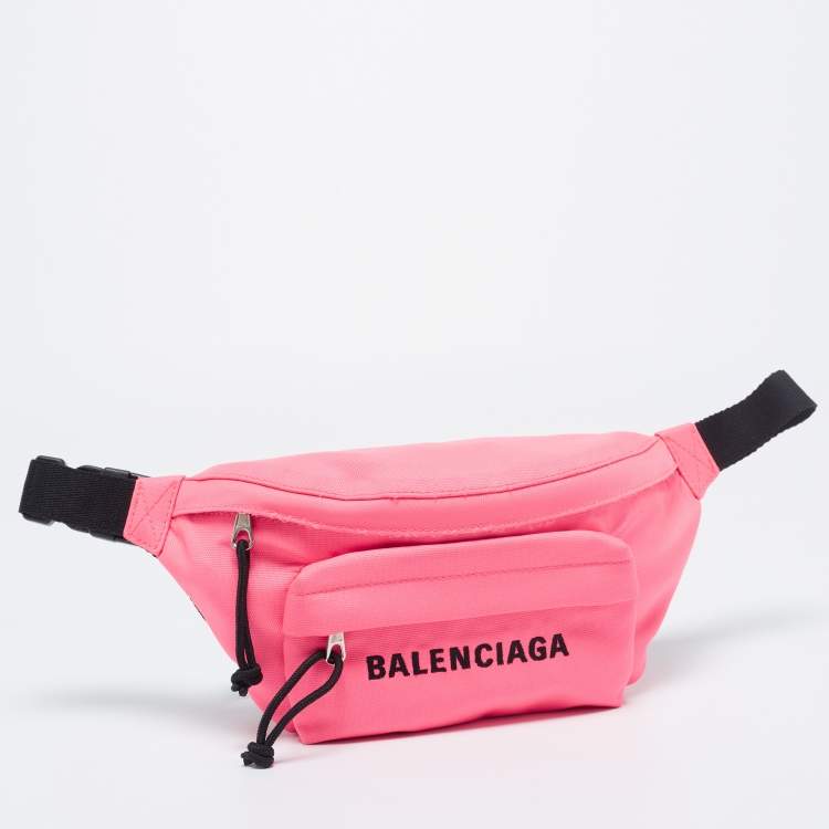 Pre Owned Balenciaga Neon Pink Nylon Everyday Belt Bag