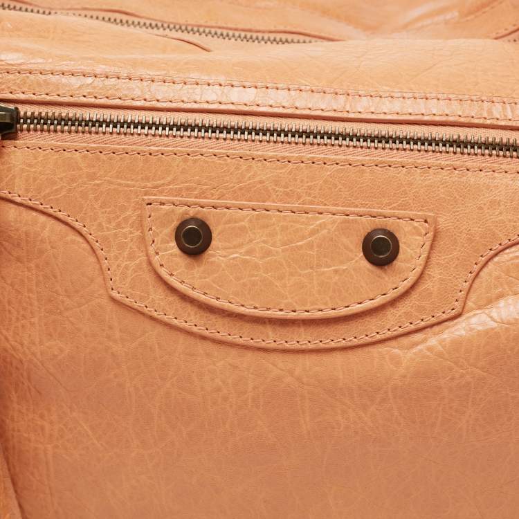 Pre Owned Balenciaga Peach Leather Day Bag