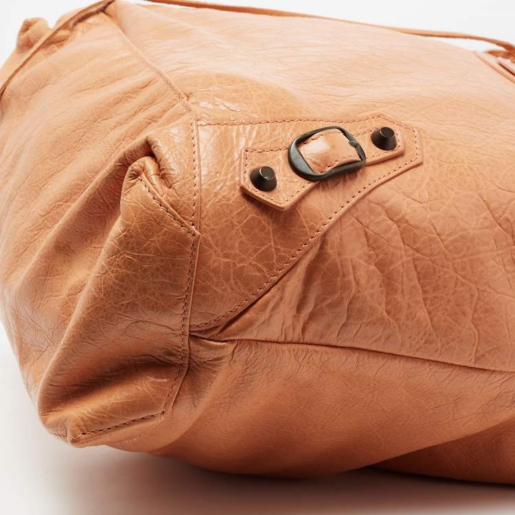 Pre Owned Balenciaga Peach Leather Day Bag