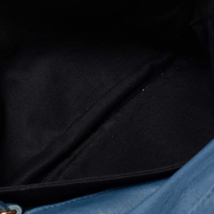 Pre Owned Balenciaga Blue Leather GGH Envelope Clutch 