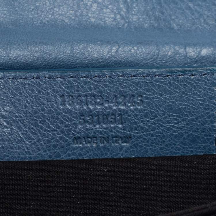 Pre Owned Balenciaga Blue Leather GGH Envelope Clutch 