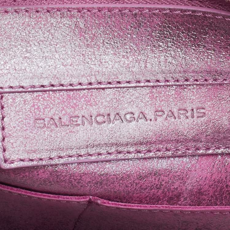 Pre Owned Balenciaga Pink Metallic Leather Milky Way Papier Clutch