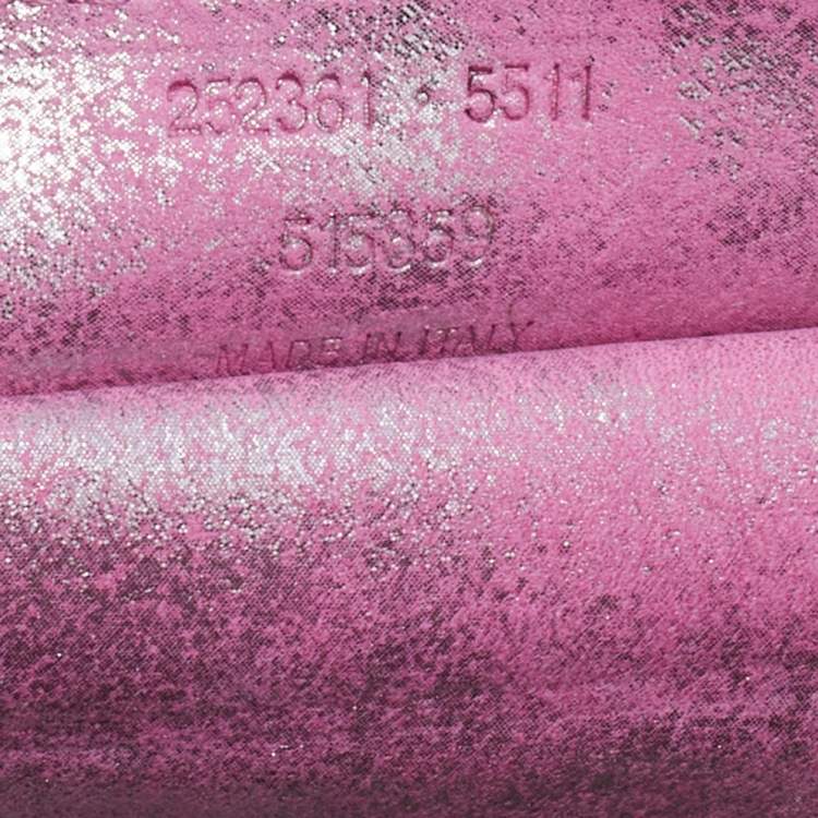 Pre Owned Balenciaga Pink Metallic Leather Milky Way Papier Clutch