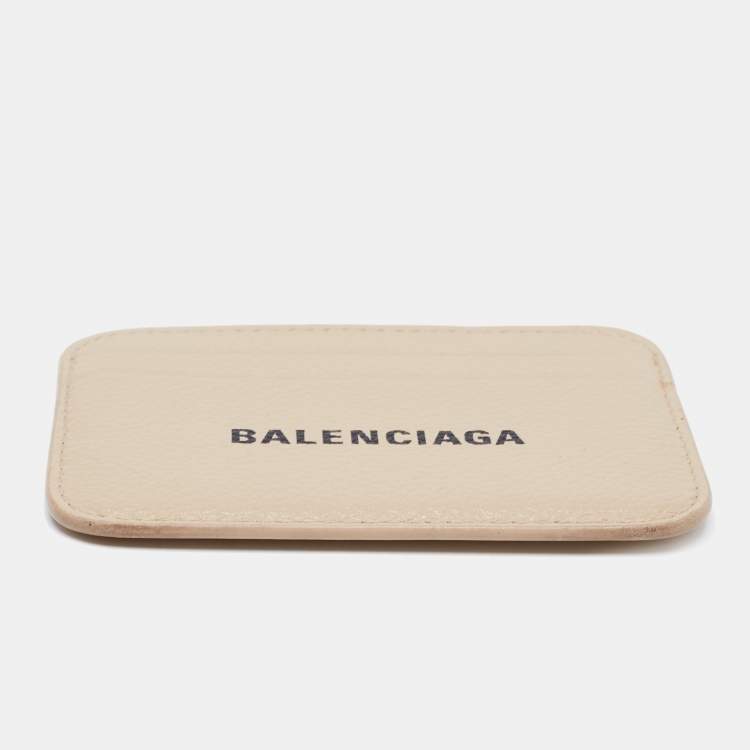 Pre Owned Balenciaga Beige Leather Everyday Card Holder 