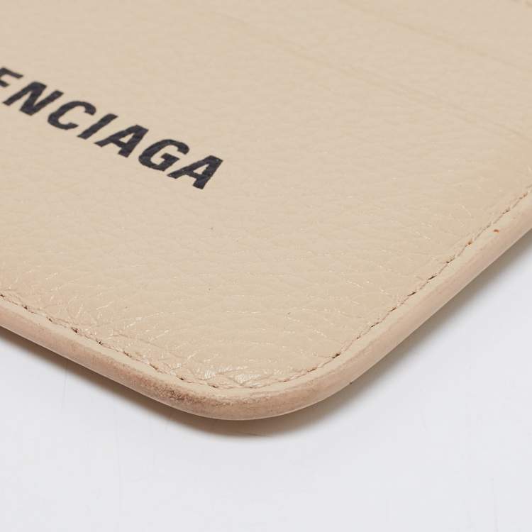 Pre Owned Balenciaga Beige Leather Everyday Card Holder 