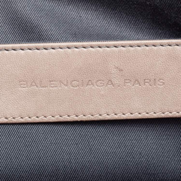 Pre Owned Balenciaga Grey Pleated Leather and Suede Cerche Top Handle Bag 