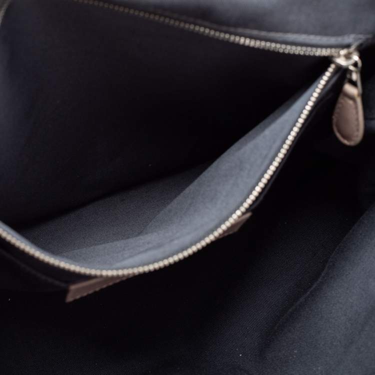 Pre Owned Balenciaga Grey Pleated Leather and Suede Cerche Top Handle Bag 