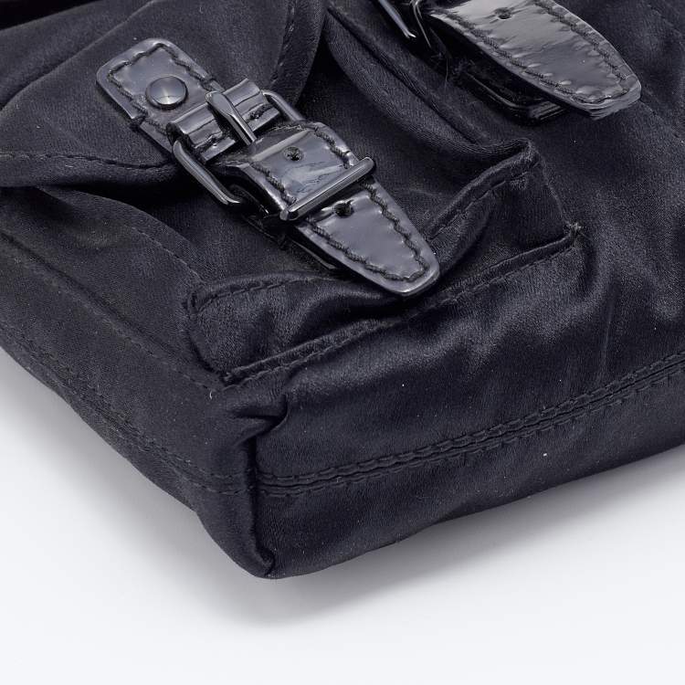 مملوكة مسبقًا Balenciaga Black Satin and Patent Leather Mini Chain Shoulder Bag