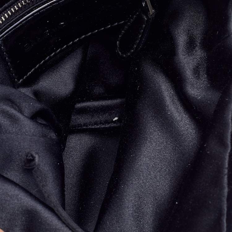 مملوكة مسبقًا Balenciaga Black Satin and Patent Leather Mini Chain Shoulder Bag