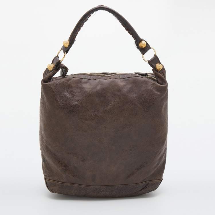 Pre Owned Balenciaga Brown Leather Giant 21 Gold Day Bag