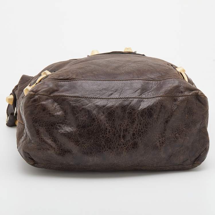 Pre Owned Balenciaga Brown Leather Giant 21 Gold Day Bag