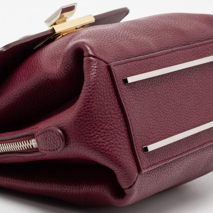Pre Owned Balenciaga  Burgundy Leather  Le Dix Top Handle Bag
