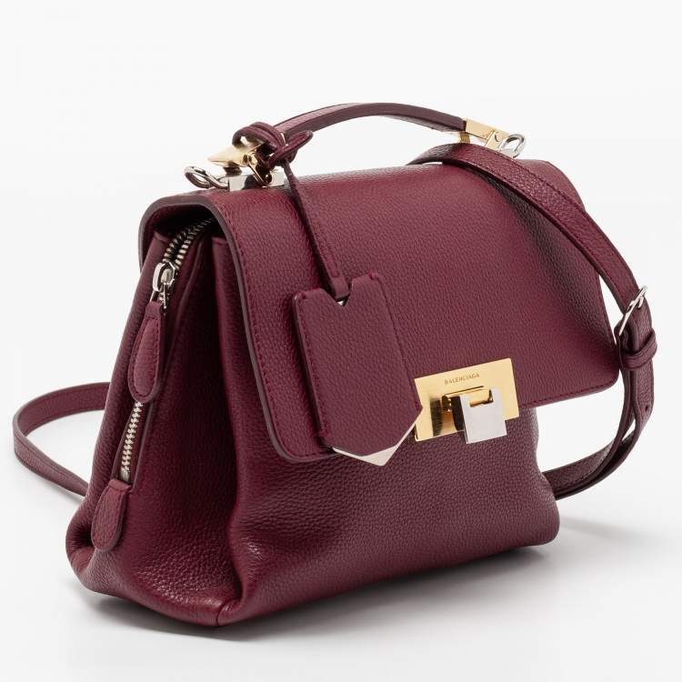 Pre Owned Balenciaga  Burgundy Leather  Le Dix Top Handle Bag