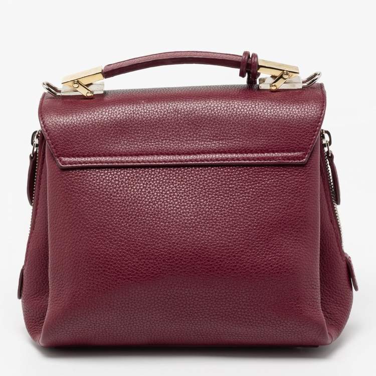 Pre Owned Balenciaga  Burgundy Leather  Le Dix Top Handle Bag