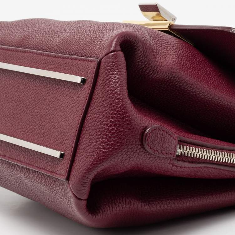 Pre Owned Balenciaga  Burgundy Leather  Le Dix Top Handle Bag