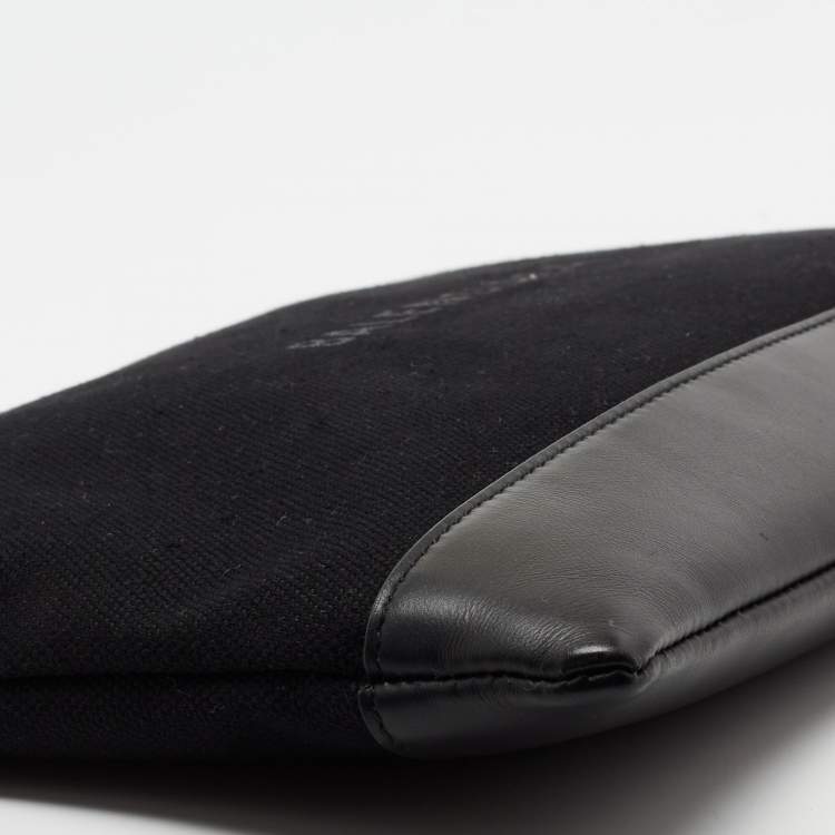 Pre Owned Balenciaga Black Canvas and Leather Medium Navy Clip Pouch