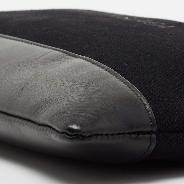 Pre Owned Balenciaga Black Canvas and Leather Medium Navy Clip Pouch