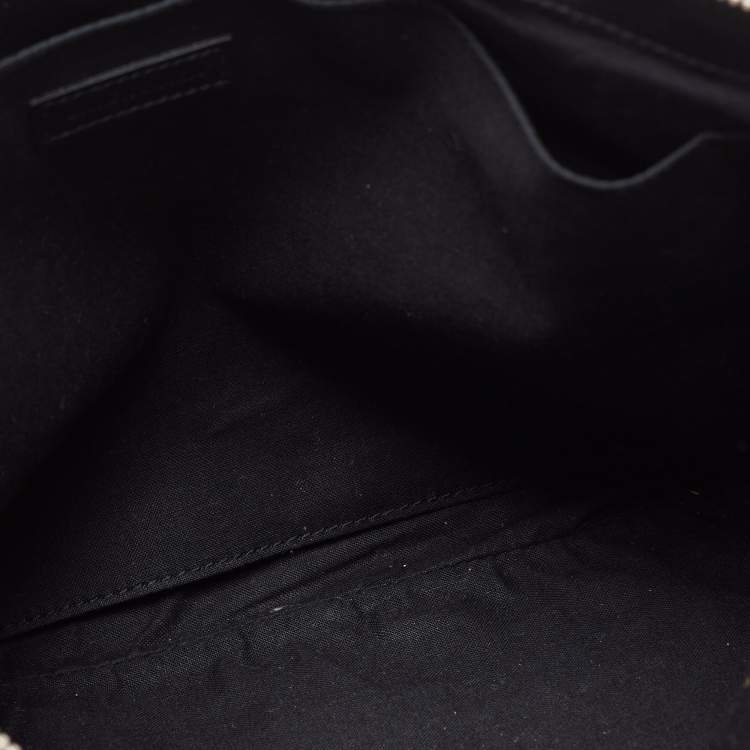 Pre Owned Balenciaga Black Canvas and Leather Medium Navy Clip Pouch