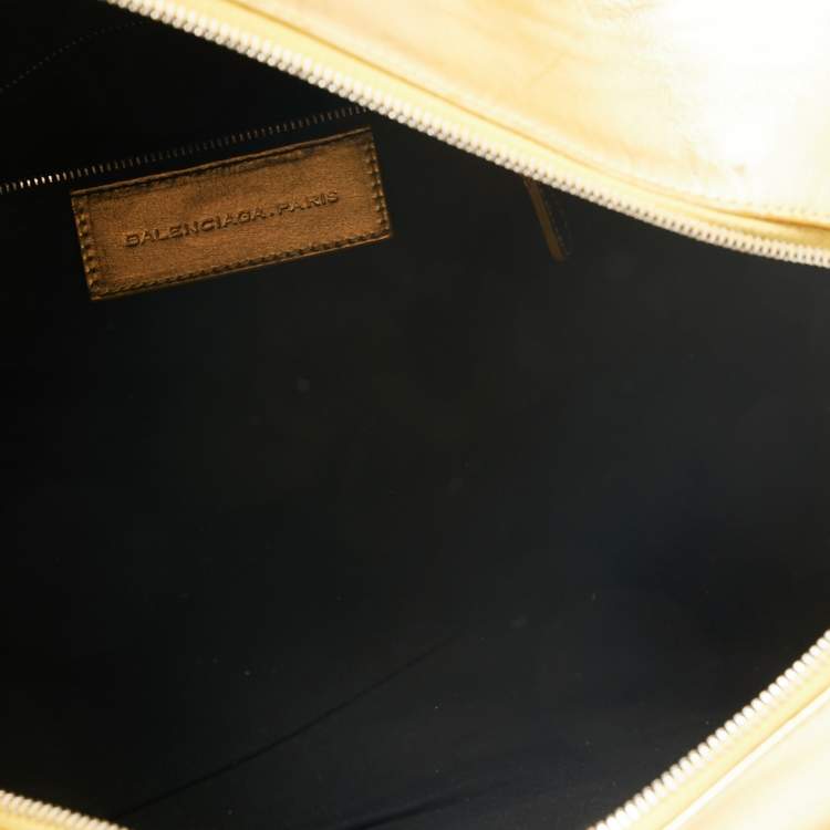 Pre Owned Balenciaga Metallic Gold Leather Bowling MM Bag