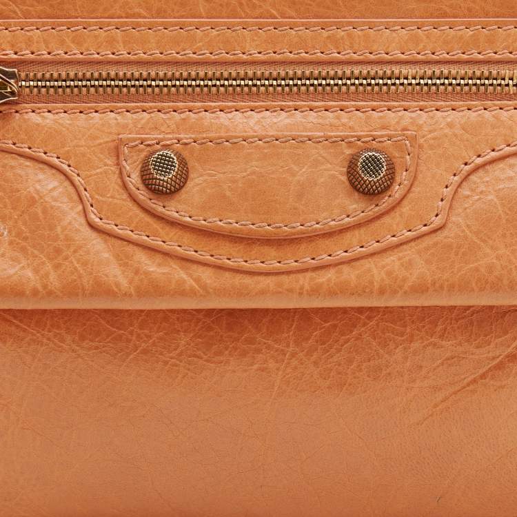 Pre Owned Balenciaga Light Orange Leather Giant 12 GGH Envelope Clutch
