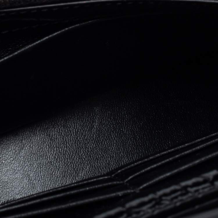 Pre Owned Balenciaga Black Croc Embossed Leather Hourglass Wallet On Chain