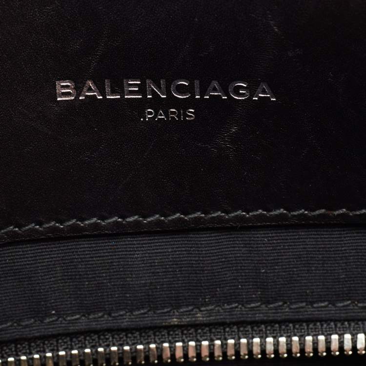 Pre Owned Balenciaga Blue/Black Python and Leather Mini Padlock All Afternoon Tote