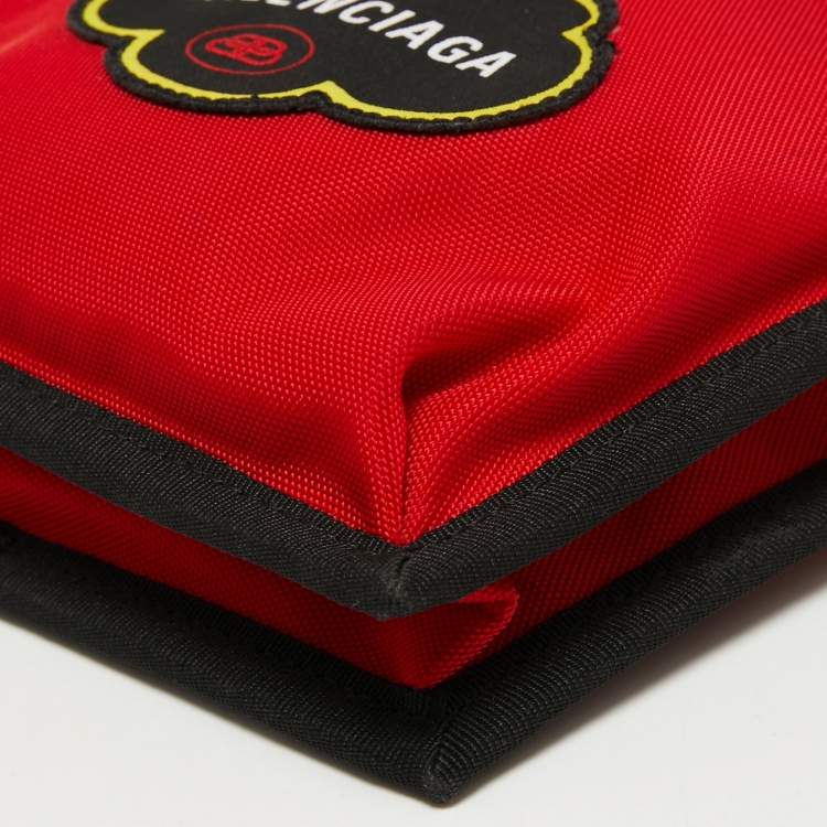 Pre Owned Balenciaga Black/Red Nylon Explorer Pouch Crossbody Bag