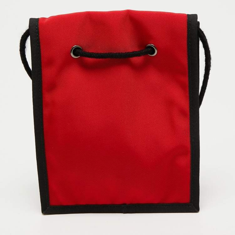 Pre Owned Balenciaga Black/Red Nylon Explorer Pouch Crossbody Bag