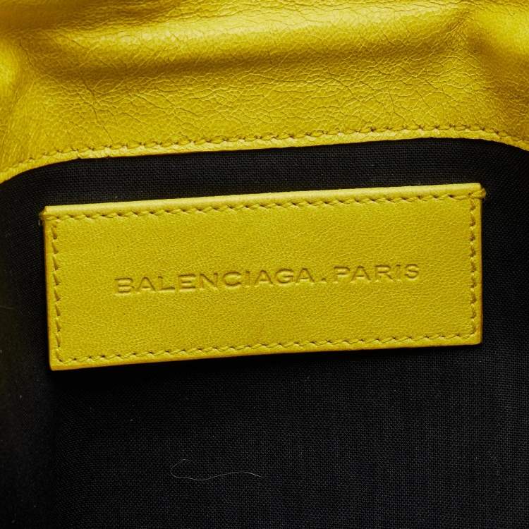 Pre Owned Balenciaga Yellow Leather Giant 21 Envelope Clutch