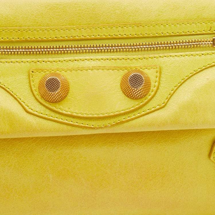 Pre Owned Balenciaga Yellow Leather Giant 21 Envelope Clutch