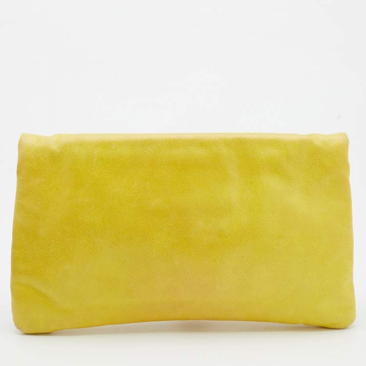Pre Owned Balenciaga Yellow Leather Giant 21 Envelope Clutch