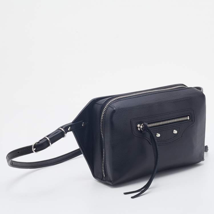 Pre Owned Balenciaga Black Leather Papier Belt Bag